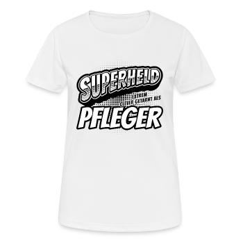 Superheld, clever getarnt als Pfleger - Frauen T-Shirt atmungsaktiv - Weiß - Vorne - AI Model Female 172 dark (172cm)