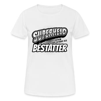 Superheld, clever getarnt als Bestatter - Frauen T-Shirt atmungsaktiv - Weiß - Vorne - AI Model Female 172 dark (172cm)