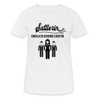 Sattlerin Chefin Selbstständigkeit Firma Gründen - Frauen T-Shirt atmungsaktiv - Weiß - Vorne - AI Model Female 172 dark (172cm)