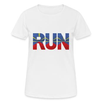 Run île de la Réunion drapeau - T-shirt respirant Femme - blanc - Devant - AI Model Female 172 dark (172cm)