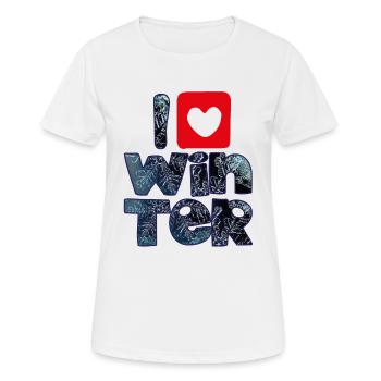 Mots d’hiver avec flocons de neige pour les amateurs d’hiver - T-shirt respirant Femme - blanc - Devant - AI Model Female 172 dark (172cm)