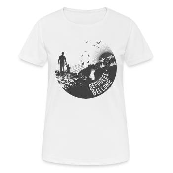 Refugees Welcome - T-shirt respirant Femme - blanc - Devant - AI Model Female 172 dark (172cm)