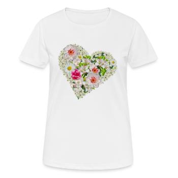 Blossom Heart Floral Chemise Printemps-Été - T-shirt respirant Femme - blanc - Devant - AI Model Female 172 dark (172cm)