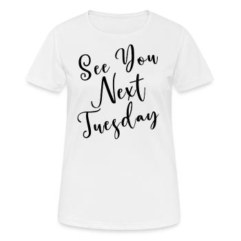Rendez-vous mardi prochain - T-shirt respirant Femme - blanc - Devant - AI Model Female 172 dark (172cm)