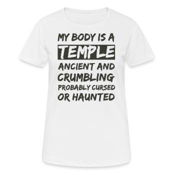 Mein Körper ist ein Tempel. Uralt und zerbröckelnd und - Frauen T-Shirt atmungsaktiv - Weiß - Vorne - AI Model Female 172 dark (172cm)