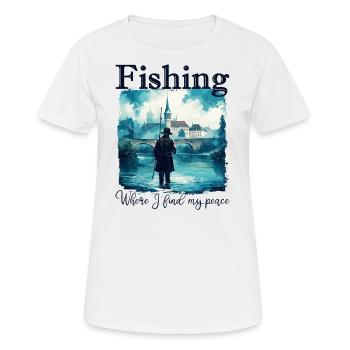 La pêche : là où je trouve ma paix - T-shirt respirant Femme - blanc - Devant - AI Model Female 172 dark (172cm)