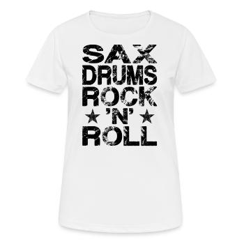 Sax Drums Rock 'N' Roll - Women's Breathable T-Shirt - white - Front - AI Model Female 172 dark (172cm)