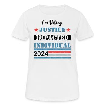 Je vote - Particulier touché par la justice - 2024 - T-shirt respirant Femme - blanc - Devant - AI Model Female 172 dark (172cm)