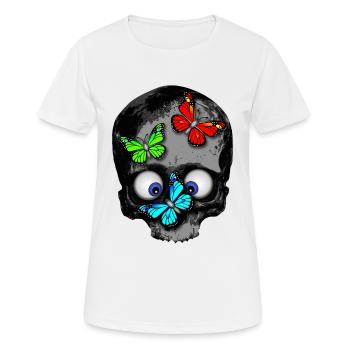 Totenkopf Schmetterlinge / skull butterflies - Frauen T-Shirt atmungsaktiv - Weiß - Vorne - AI Model Female 172 dark (172cm)
