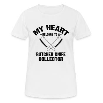Mon cœur appartient à un ventilateur de couteau de cuisine - T-shirt respirant Femme - blanc - Devant - AI Model Female 172 dark (172cm)