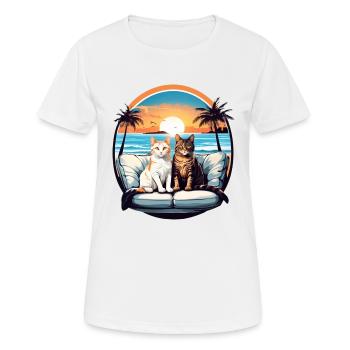Katzen am Meer - Frauen T-Shirt atmungsaktiv - Weiß - Vorne - AI Model Female 172 dark (172cm)