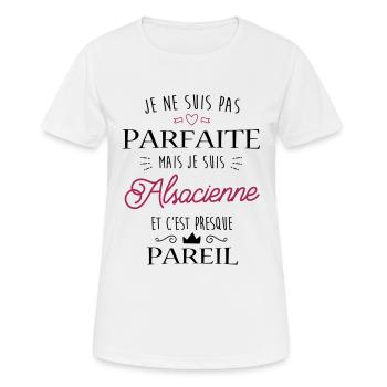 Parfaite Alsacienne - T-shirt respirant Femme - blanc - Devant - AI Model Female 172 dark (172cm)