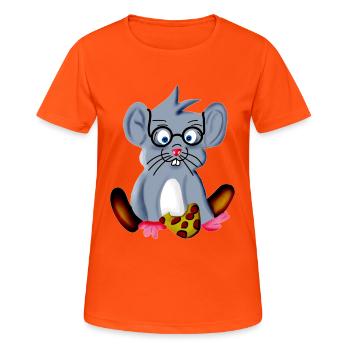 Smart nerd mouse with glasses as a spectacle snake - Women's Breathable T-Shirt - neon orange - Front - AI Model Female 172 dark (172cm)