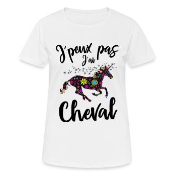 Je peux pas j´ai Cheval cadeau - T-shirt respirant Femme - blanc - Devant - AI Model Female 172 dark (172cm)