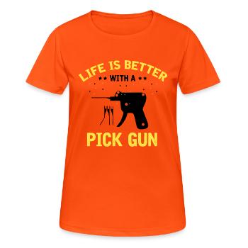 Lockpicking Expert Déverrouillage Service Lock Papa - T-shirt respirant Femme - orange néon - Devant - AI Model Female 172 dark (172cm)