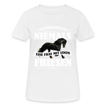 UN Friesen - Frauen T-Shirt atmungsaktiv - Weiß - Vorne - AI Model Female 172 dark (172cm)