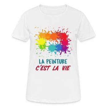 Motif la peinture c'est la vie artiste dessinateur - T-shirt respirant Femme - blanc - Devant - AI Model Female 172 dark (172cm)