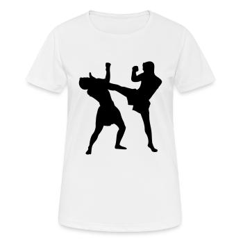 Thaiboxen - Frauen T-Shirt atmungsaktiv - Weiß - Vorne - AI Model Female 172 dark (172cm)