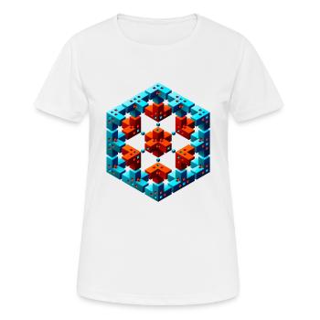 CUBE STAR 02 - Frauen T-Shirt atmungsaktiv - Weiß - Vorne - AI Model Female 172 dark (172cm)