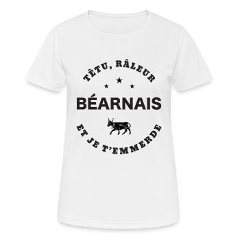Béarnais, têtu, râleur - T-shirt respirant Femme - blanc - Devant - AI Model Female 172 dark (172cm)