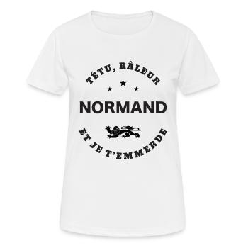 Normand, têtu, râleur - T-shirt respirant Femme - blanc - Devant - AI Model Female 172 dark (172cm)