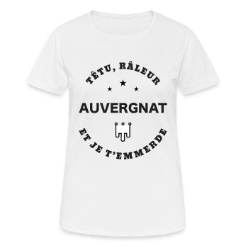 Auvergnat, têtu, râleur - T-shirt respirant Femme - blanc - Devant - AI Model Female 172 dark (172cm)