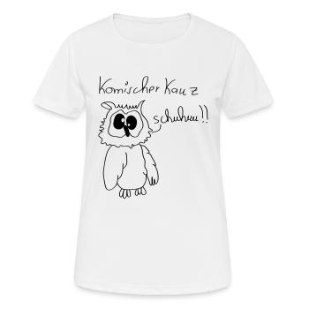 Komischer Kauz Schuhuu - Frauen T-Shirt atmungsaktiv - Weiß - Vorne - AI Model Female 172 dark (172cm)