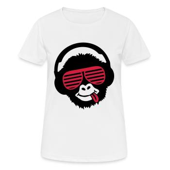 monkey_listen_music_pp2 - Frauen T-Shirt atmungsaktiv - Weiß - Vorne - AI Model Female 172 dark (172cm)