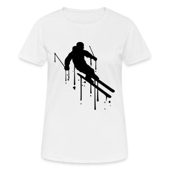 Des graffitis tombent en ski en montagne en hiver - T-shirt respirant Femme - blanc - Devant - AI Model Female 172 dark (172cm)