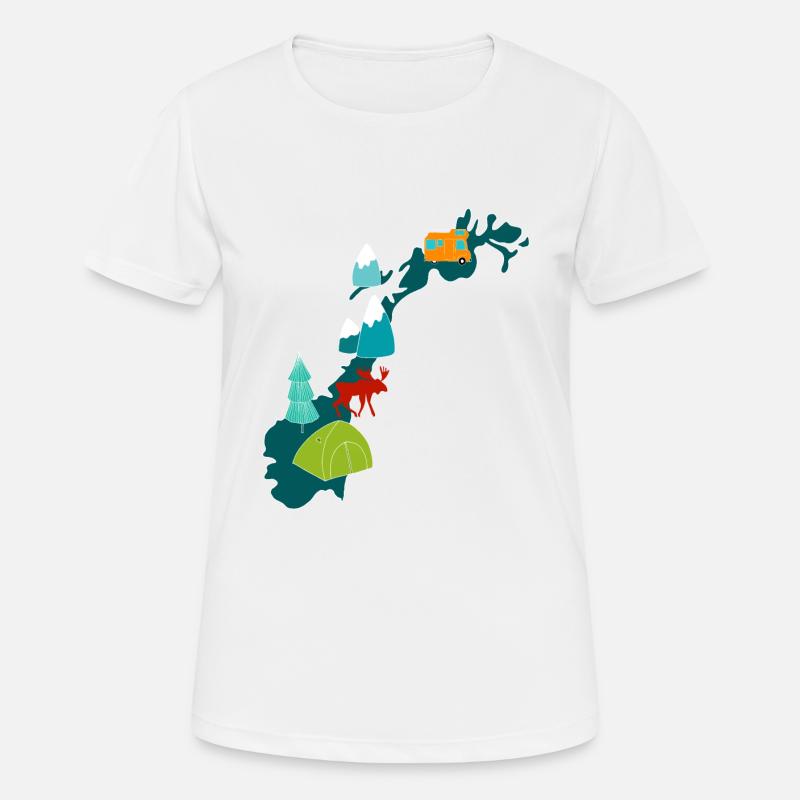 Norway Camping Map I Caravan Souvenir - Women's Breathable T-Shirt - white