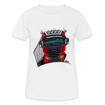 0807 M LKW schwarz rot - Frauen T-Shirt atmungsaktiv - Weiß - Vorne - AI Model Female 172 dark (172cm)