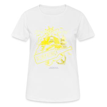 Whisky Torfkind gelb mit Umriss der Insel Islay - Frauen T-Shirt atmungsaktiv - Weiß - Vorne - AI Model Female 172 dark (172cm)