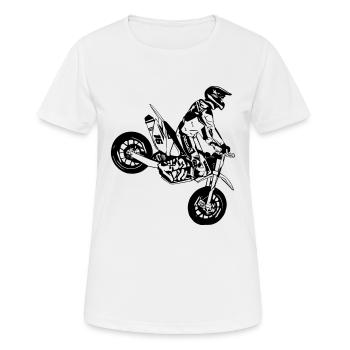 Supermoto - Frauen T-Shirt atmungsaktiv - Weiß - Vorne - AI Model Female 172 dark (172cm)