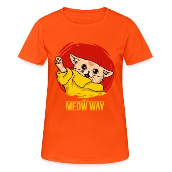Das ist Meow Way - Frauen T-Shirt atmungsaktiv - Neonorange - Vorne - AI Model Female 172 dark (172cm)