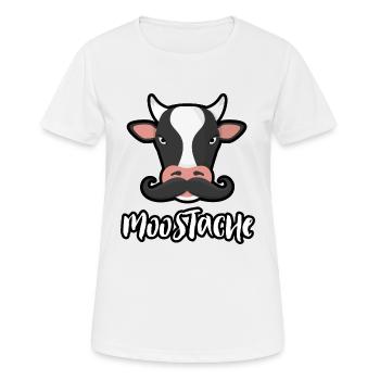 Moostache Cow - Kuh mit Schnurrbart - Frauen T-Shirt atmungsaktiv - Weiß - Vorne - AI Model Female 172 dark (172cm)