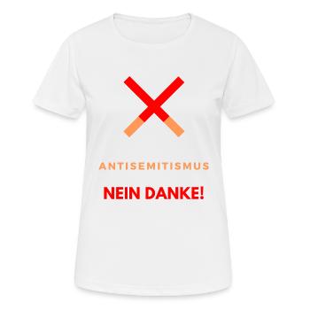 Kein Antisemitismus, Nein Danke, Nein Rassismus - Frauen T-Shirt atmungsaktiv - Weiß - Vorne - AI Model Female 172 dark (172cm)