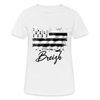 Bretagne breizh drapeau grunge - T-shirt respirant Femme - blanc - Devant - AI Model Female 172 dark (172cm)