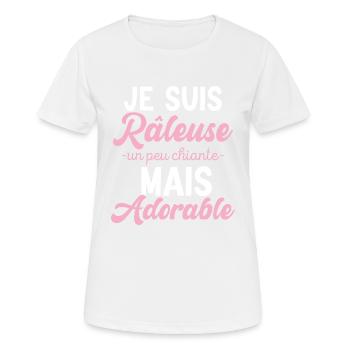 Râleuse Mais Adorable Cadeau Humour Personnalisé - T-shirt respirant Femme - blanc - Devant - AI Model Female 172 dark (172cm)