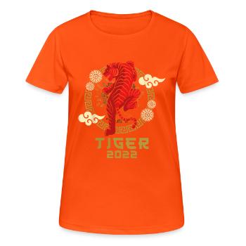 Happy Chinese New Year 2022 - Signe du zodiaque - T-shirt respirant Femme - orange néon - Devant - AI Model Female 172 dark (172cm)