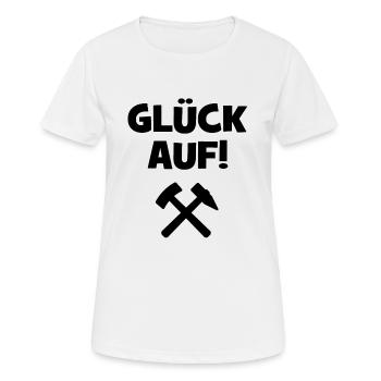 Glück auf - Ruhrpott - Bergbau - Bergwerk - Pott - Frauen T-Shirt atmungsaktiv - Weiß - Vorne - AI Model Female 172 dark (172cm)