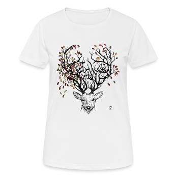 Herbst - Frauen T-Shirt atmungsaktiv - Weiß - Vorne - AI Model Female 172 dark (172cm)