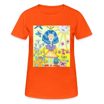 JasminEs World - Frauen T-Shirt atmungsaktiv - Neonorange - Vorne - AI Model Female 172 dark (172cm)