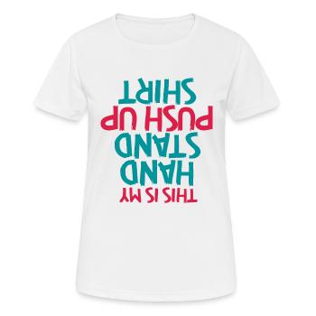 HAND STAND HEMD - Frauen T-Shirt atmungsaktiv - Weiß - Vorne - AI Model Female 172 dark (172cm)