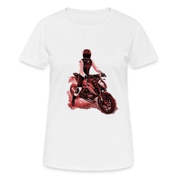 Motocycliste Nakedbike marron - T-shirt respirant Femme - blanc - Devant - AI Model Female 172 dark (172cm)