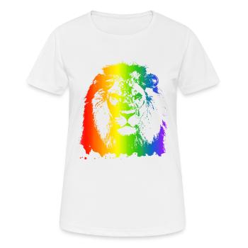 Lion Rainbow Animal Face coloré comme un chat - T-shirt respirant Femme - blanc - Devant - AI Model Female 172 dark (172cm)