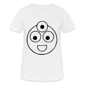Emoji Skizze drei Augen schwarz - Frauen T-Shirt atmungsaktiv - Weiß - Vorne - AI Model Female 172 dark (172cm)