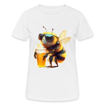Abeille cool avec bière et lunettes de soleil - T-shirt respirant Femme - blanc - Devant - AI Model Female 172 dark (172cm)