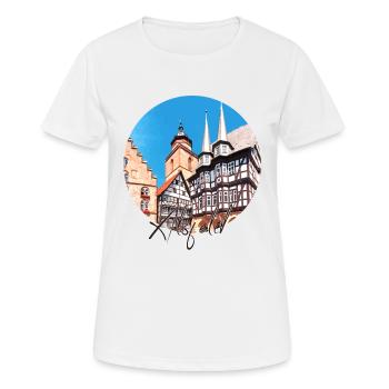 alsfeld,fachwerkhaus,stadt,altstadt - Frauen T-Shirt atmungsaktiv - Weiß - Vorne - AI Model Female 172 dark (172cm)