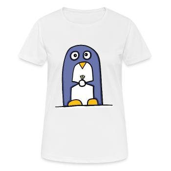 Pinguin mit Diamantring - Frauen T-Shirt atmungsaktiv - Weiß - Vorne - AI Model Female 172 dark (172cm)