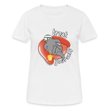 Tazz Talks | Gönnen Sie sich etwas - Frauen T-Shirt atmungsaktiv - Weiß - Vorne - AI Model Female 172 dark (172cm)
